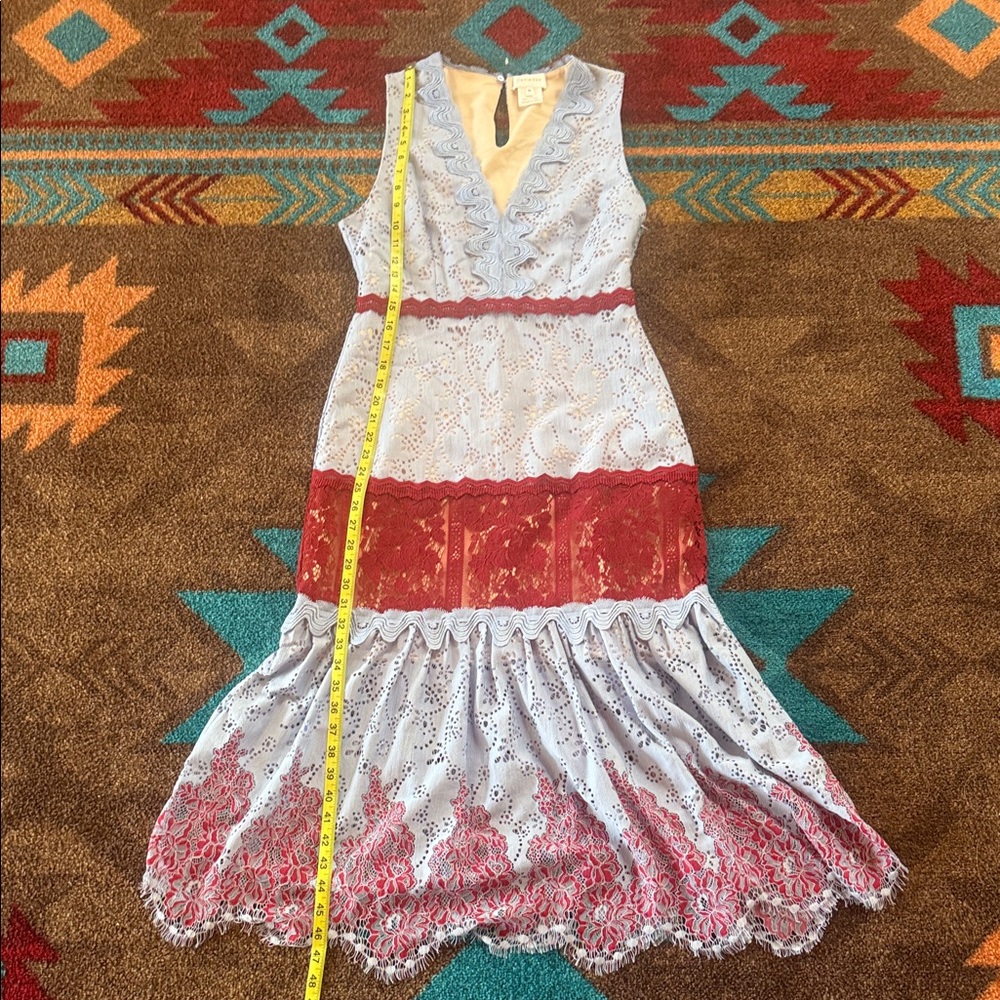 Foxiedox Lace Midi Dress with Red and White Accents (NWOT) - Picture 4 of 4